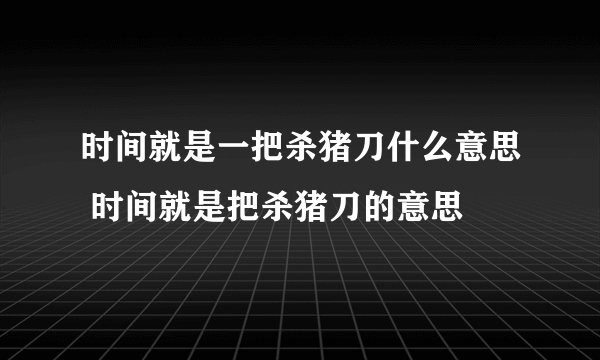 时间就是一把杀猪刀什么意思 时间就是把杀猪刀的意思