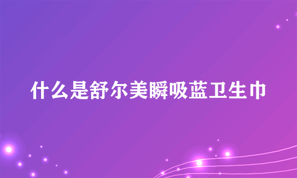 什么是舒尔美瞬吸蓝卫生巾