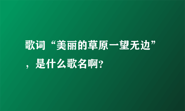 歌词“美丽的草原一望无边”，是什么歌名啊？