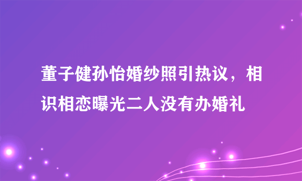 董子健孙怡婚纱照引热议，相识相恋曝光二人没有办婚礼