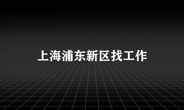 上海浦东新区找工作