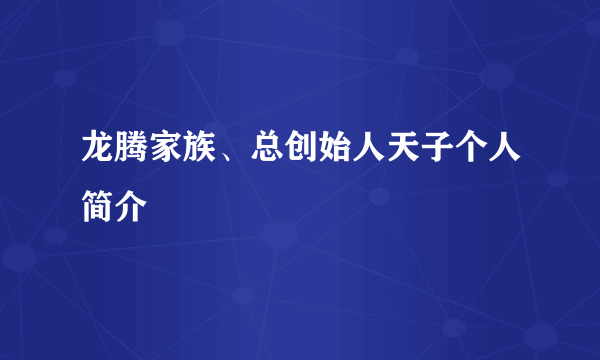 龙腾家族、总创始人天子个人简介