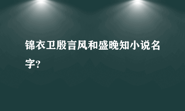 锦衣卫殷言风和盛晚知小说名字？