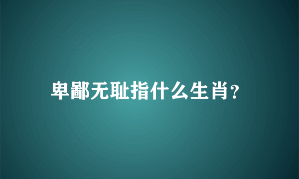 卑鄙无耻指什么生肖？