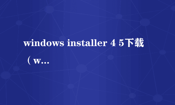 windows installer 4 5下载（windows installer 4.5如何安装