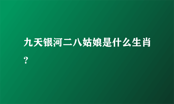 九天银河二八姑娘是什么生肖？