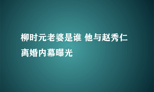 柳时元老婆是谁 他与赵秀仁离婚内幕曝光