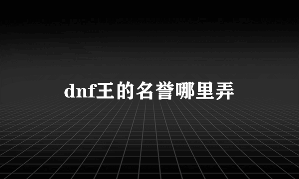 dnf王的名誉哪里弄