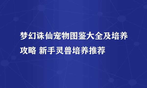 梦幻诛仙宠物图鉴大全及培养攻略 新手灵兽培养推荐