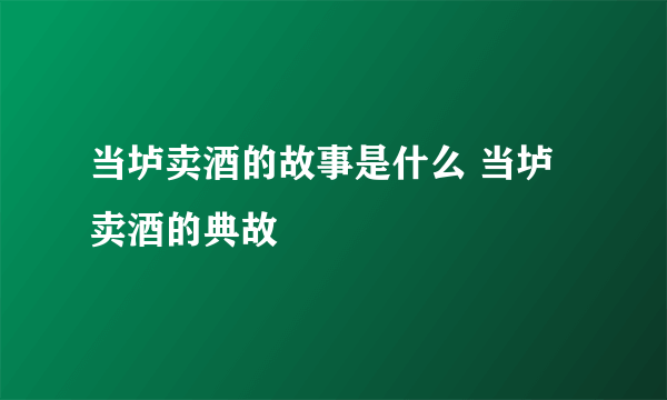 当垆卖酒的故事是什么 当垆卖酒的典故