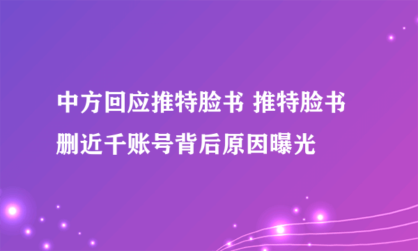 中方回应推特脸书 推特脸书删近千账号背后原因曝光