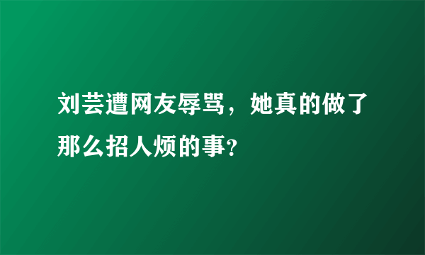 刘芸遭网友辱骂，她真的做了那么招人烦的事？