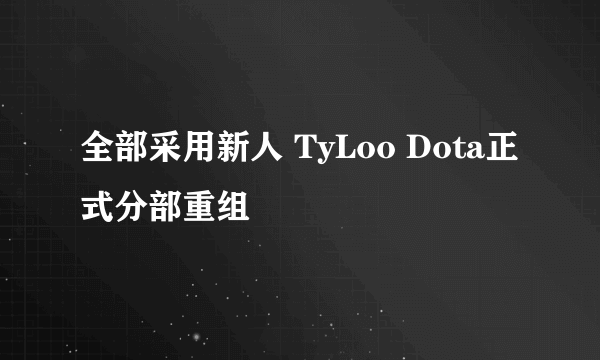 全部采用新人 TyLoo Dota正式分部重组