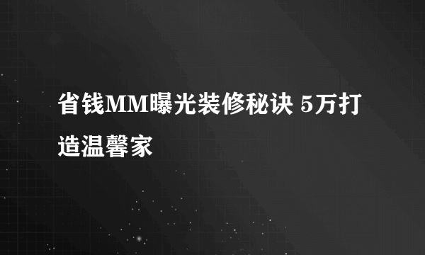 省钱MM曝光装修秘诀 5万打造温馨家