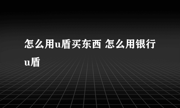 怎么用u盾买东西 怎么用银行u盾