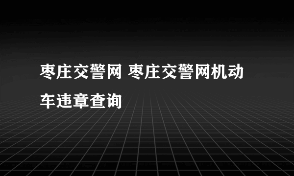 枣庄交警网 枣庄交警网机动车违章查询