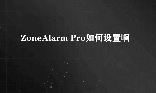 ZoneAlarm Pro如何设置啊