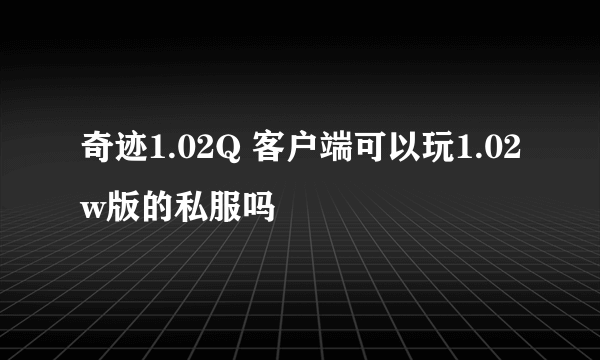 奇迹1.02Q 客户端可以玩1.02w版的私服吗