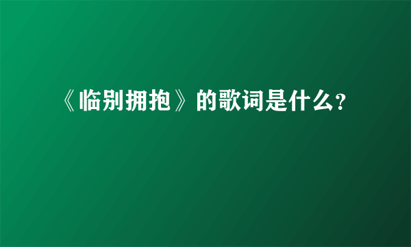 《临别拥抱》的歌词是什么？