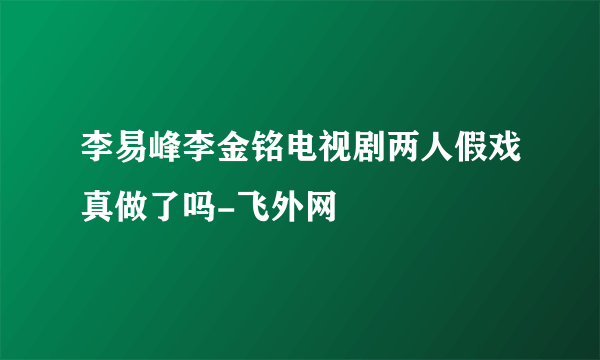 李易峰李金铭电视剧两人假戏真做了吗-飞外网