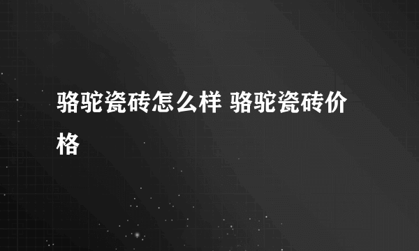 骆驼瓷砖怎么样 骆驼瓷砖价格