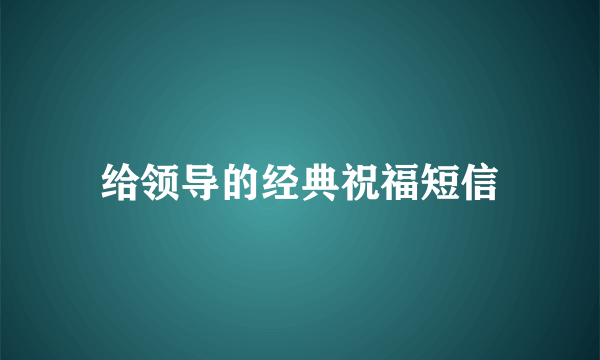 给领导的经典祝福短信