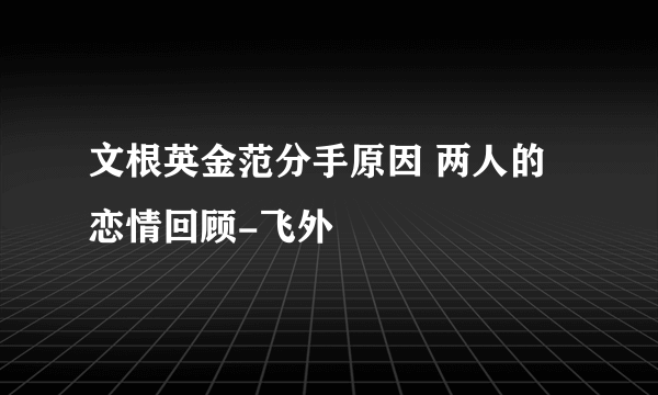 文根英金范分手原因 两人的恋情回顾-飞外