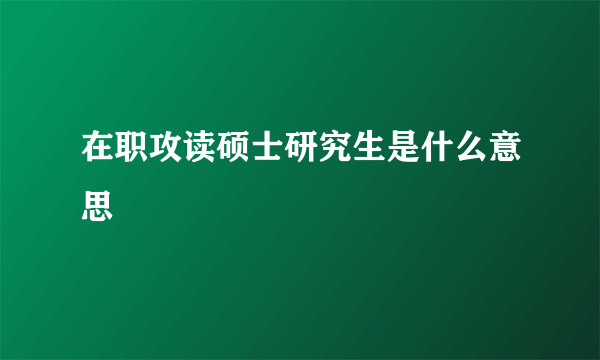 在职攻读硕士研究生是什么意思