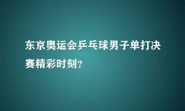 东京奥运会乒乓球男子单打决赛精彩时刻？