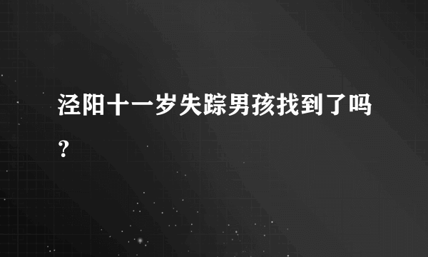 泾阳十一岁失踪男孩找到了吗？