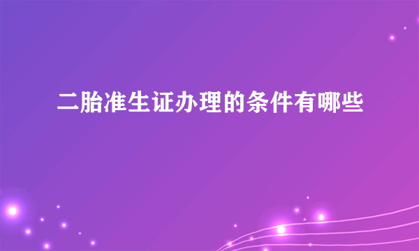 二胎准生证办理的条件有哪些