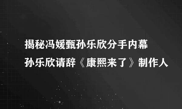 揭秘冯媛甄孙乐欣分手内幕 孙乐欣请辞《康熙来了》制作人