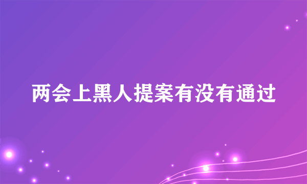 两会上黑人提案有没有通过