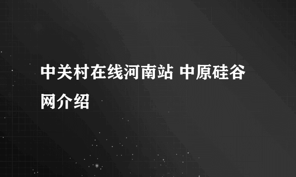 中关村在线河南站 中原硅谷网介绍