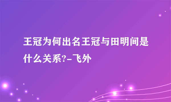 王冠为何出名王冠与田明间是什么关系?-飞外