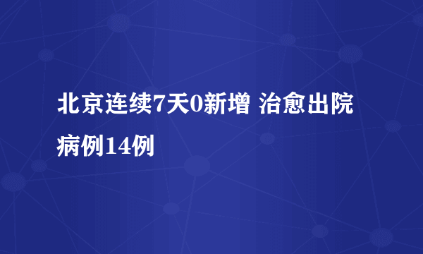 北京连续7天0新增 治愈出院病例14例