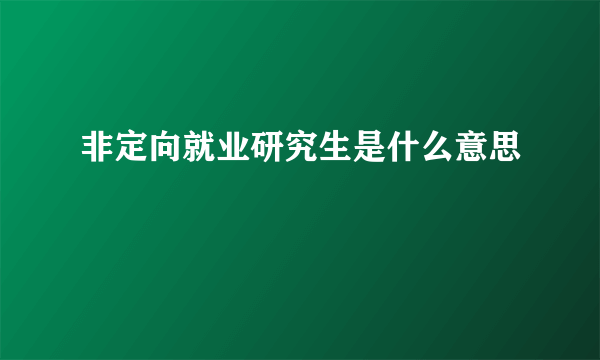 非定向就业研究生是什么意思