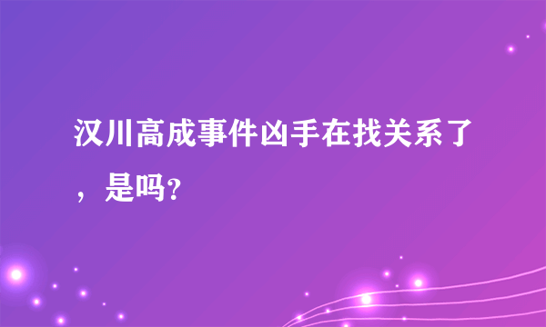 汉川高成事件凶手在找关系了，是吗？