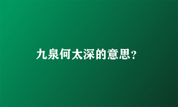 九泉何太深的意思？