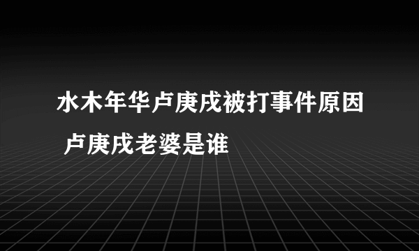 水木年华卢庚戌被打事件原因 卢庚戌老婆是谁