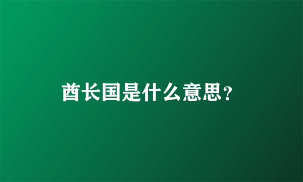 酋长国是什么意思？