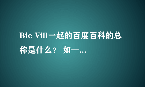 Bie Vill一起的百度百科的总称是什么？ 如——翰爽【百度百科】