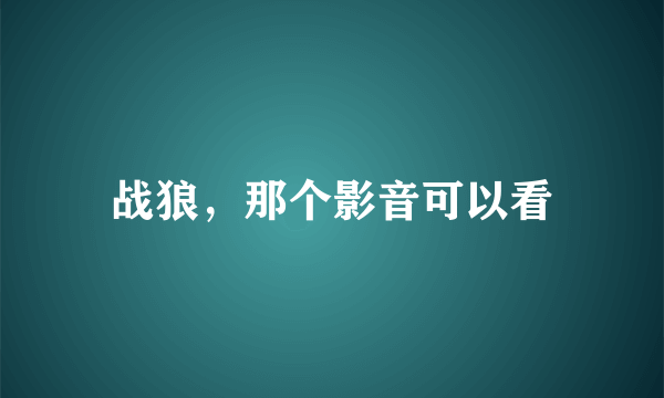 战狼，那个影音可以看