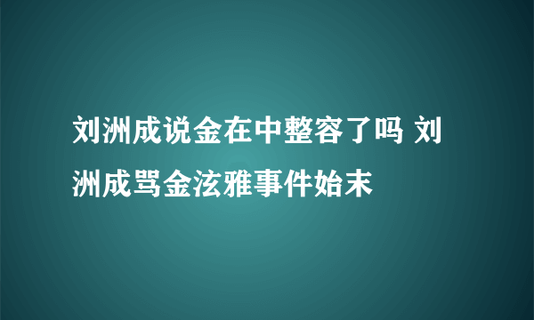 刘洲成说金在中整容了吗 刘洲成骂金泫雅事件始末