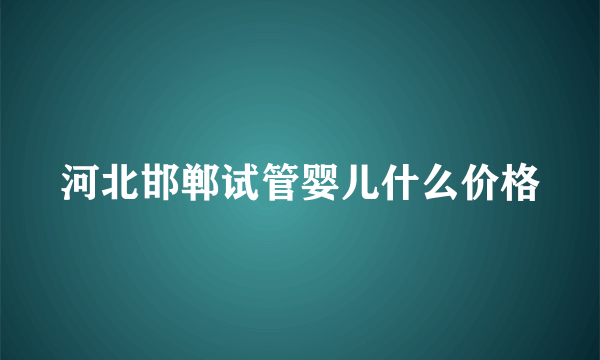 河北邯郸试管婴儿什么价格