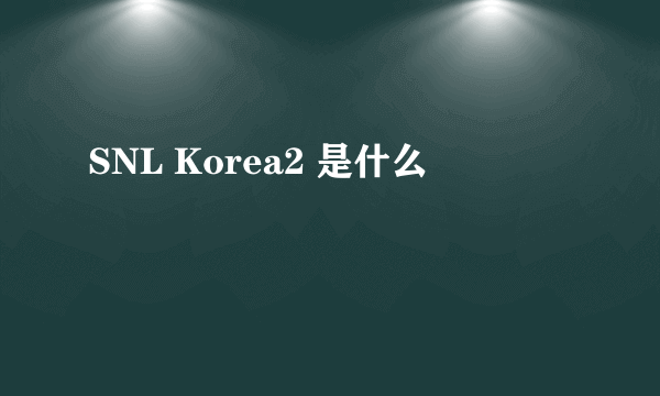 SNL Korea2 是什么