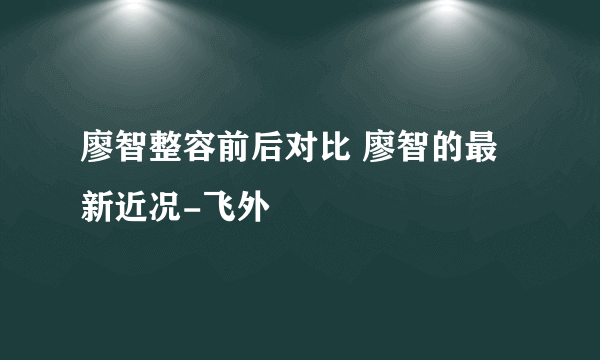 廖智整容前后对比 廖智的最新近况-飞外