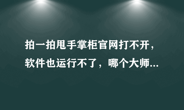 拍一拍甩手掌柜官网打不开，软件也运行不了，哪个大师告诉我下什么原因啊...帮帮忙啊...QQ：498961273