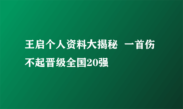 王启个人资料大揭秘  一首伤不起晋级全国20强