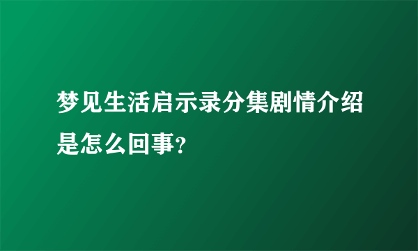 梦见生活启示录分集剧情介绍是怎么回事？